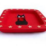 Black Cat Decorative Plate, Handmade, Handpainted,..