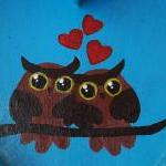 Handpainted Owls Tray, Handmade Ooak, Wooden,..