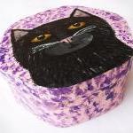Folk Art Cat Box, Hand Painted, Handmade, Wooden,..