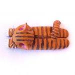 Cat Figurine, Orange Tabby Cat, Handmade Polymer..