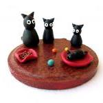 Cats Family Miniature, Handmade Polymer Clay..