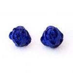 - Blue Rose Stud Earrings, Polymer Clay, Handmade,..