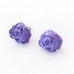 - Lilac Rose Stud Earrings, Polymer Clay,..