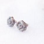 - Silver Glitter Rose Stud Earrings, Polymer Clay,..