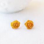 - Yellow Rose Stud Earrings, Polymer Clay,..