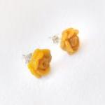 - Yellow Rose Stud Earrings, Polymer Clay,..