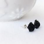 - Black Rose Stud Earrings, Polymer Clay,..