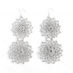 Crochet Dangle Earrings Silver Shiny Sparkly..