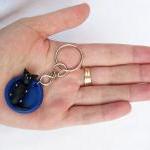 Set Of Three Polymer Clay Cat Key Chains And..