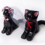 Cat Cake Topper, Wedding Cake Topper, Polymer Clay..