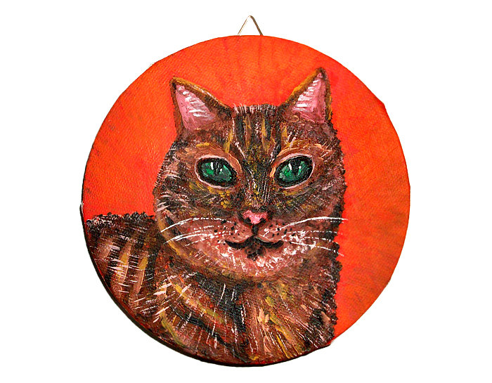 Original Cat Painting, Tabby Cat Art, Cat Portrait, Acrylic Painting, Ready To Hang
