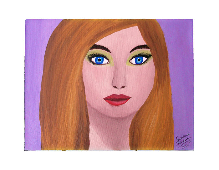 Woman Portrait Painting, Original Painting, Acrylic On Canvas, Ready To Hang