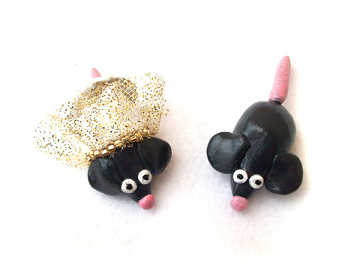 Mice Cake Topper, Mouse, Wedding Cake Topper, Polymer Clay Mouse Cake Topper